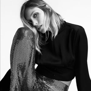 Zara black high neck blouse